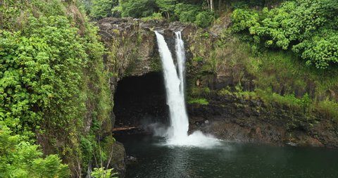 Beautiful Rainbow Falls Hilo Hawaii Rain Stock Footage Video (100% ...