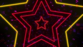 Disco star neon lights looped animation for music videos, night clubs, LED screens, fashion show, christmas and new year events