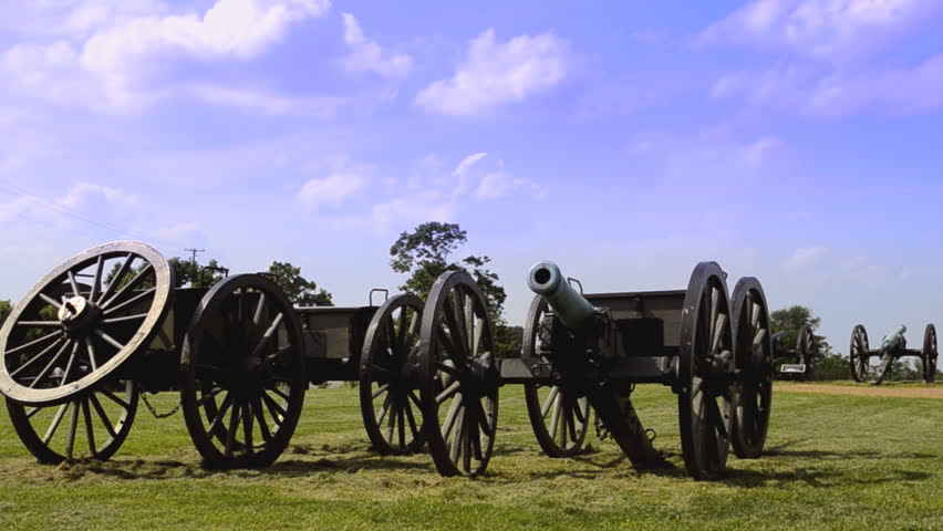 Antietam National Battlefield Famous Civil War Battleground Memorial in Antietam Maryland with monument and cannons