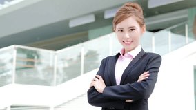 beauty business woman smile to you with office