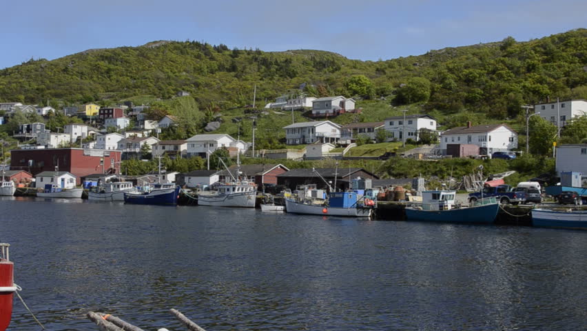 Newfoundland Canada St Johns capital at famous Petty Harbour with colorful ships in water