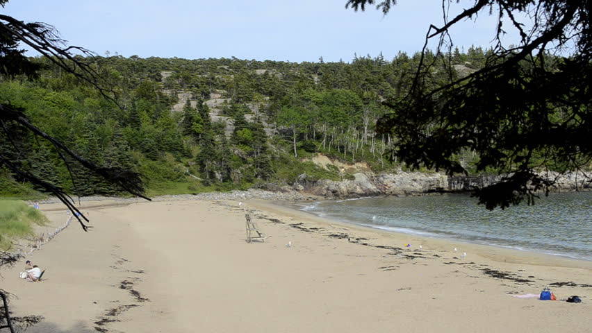 Acadia National Park near Bar Harbor Maine Sandy Beach area with sand