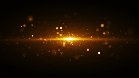 Golden lights background with particles coming from center. Seamless loop gold texture.