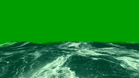 Sea on green screen. Waves and foam of the sea for video editing
