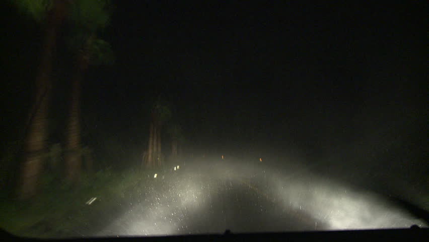 Driving In Severe Hurricane Wind At Night - Shot in full HD 1920x1080 30p on