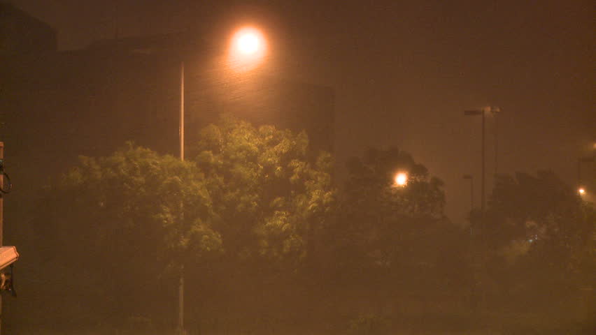 Hurricane Eyewall Wind And Rain Lash Down At Night - Shot in full HD 1920x1080