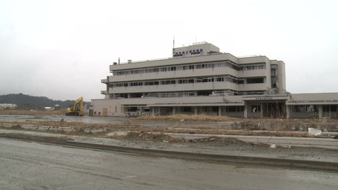 Abandoned hospital in Rikuzentakata, Japan one year after massive tsunami