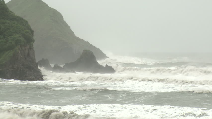 Hurricane Storm Surge Waves Crash Ashore. Shot in full HD 1920x1080 30p on Sony