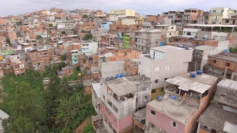 A drone view of a slum, in Vila Nova Galvao district, Guarulhos city, Brazil