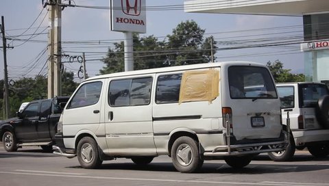 CHIANG MAI, THAILAND - OCTOBER 29 2017: Private Toyota Van. Footage at road no 1001 about 8 km from downtown Chiangmai, thailand. 