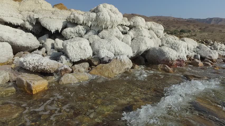 Stones in sea salt. Dead Sea