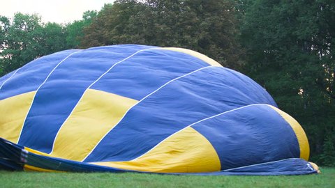 Hot air ballooning competition, view of envelope containing heated air Stock-video