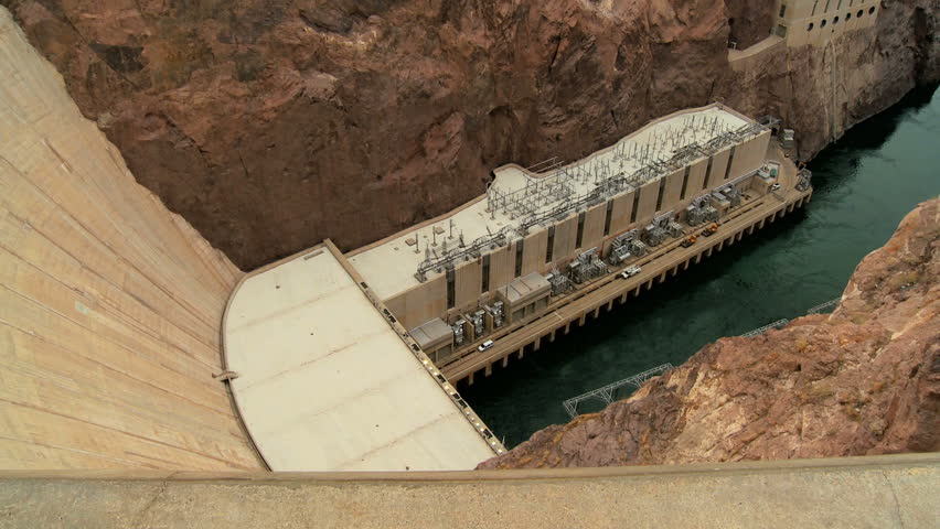 Panoramic view of Hoover dam in Nevada, USA producing environmentally clean hydro-electric power