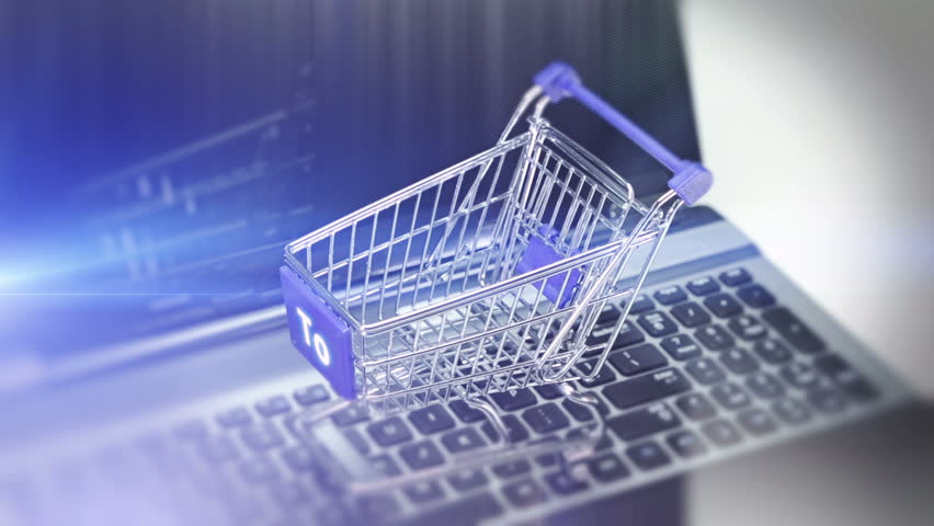 Online Shopping. Shopping Cart On Stock Footage Video (100% Royalty