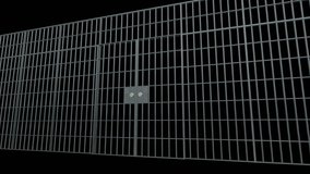 Prison bars with doors. Animation of Open Jail bars. 3d render video available in 4K FullHD and HD render footage