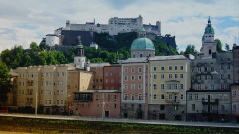 Salzburg cityscape in a summer day, time lapse,4k