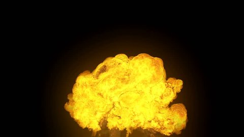 Realistic explosion of fire with smoke on a black background