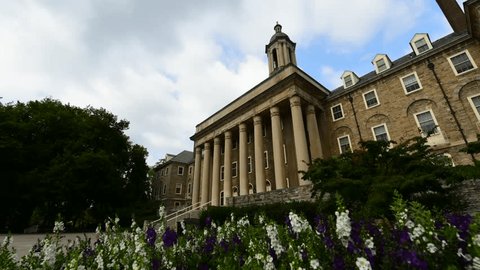 August 31, 2017: A time-lapse of the Old Main building on the campus of Penn State University in State College, Pennsylvania.