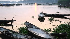 HUE/VIETNAM/JUNE 2016: Sunrise at Quang Loi lagoon, Hue, Vietnam.