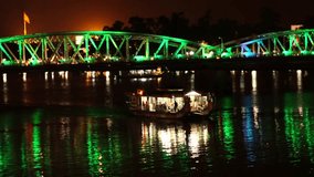 HUE/VIETNAM/ 11 FEBRUARY, 2016: Trang Tien bridge with night view, Hue, Vietnam.