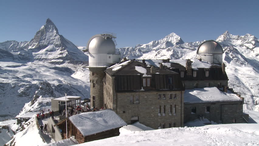 Astronomy Telescope High In Mountains. Shot with the Matterhorn in the