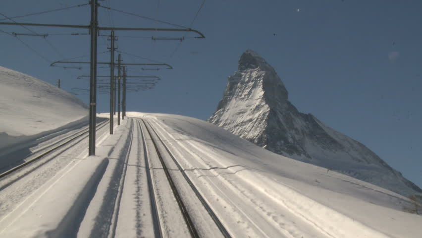 Alpine Mountain Railway Driver's View. Shot on the famous Zermatt to Gornergrat
