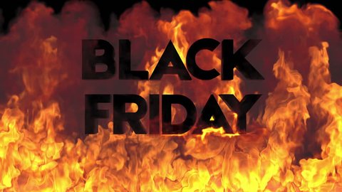 Black friday on fire background. 