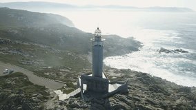 Aerial view of white lighthouse
