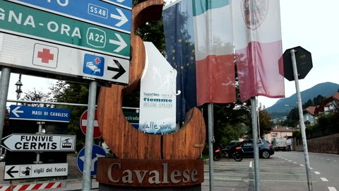 Signs of Cavalese and Cermis for Xmas vacation, TRENTINO ITALY, NOVEMBER 2017