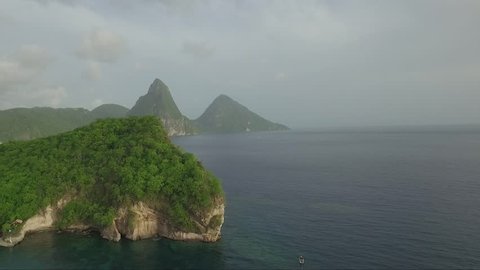 Stunning aerial shot of the Piton mountains in St Lucia