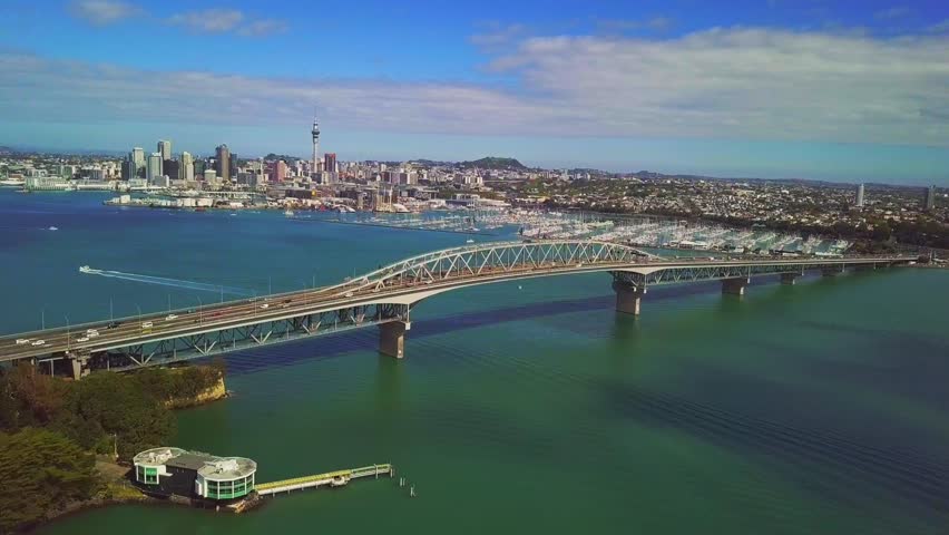 Aerial view of Auckland city. Downtown and CBD.