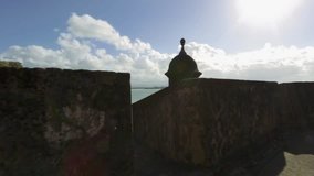 Great shot close to Sunset of a Fort and City wall in Old San Juan, Puerto Rico