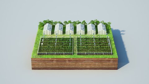 Smart agriculture, smart farm, sensor connect vinyl house, green house. internet of things. 4th Industrial Revolution.