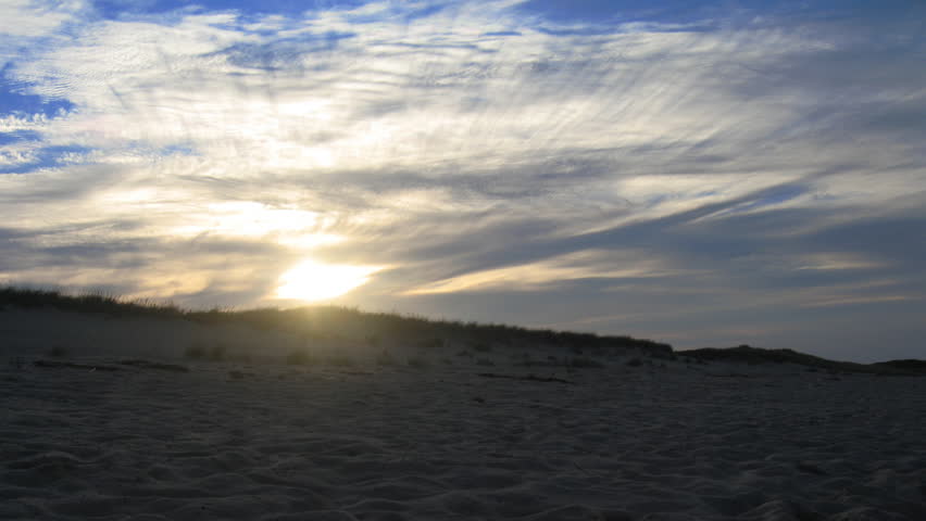 Cape Cod Dunes Sky Time-Lapse. Nearing sunset on a Cape Cod, Massachusetts