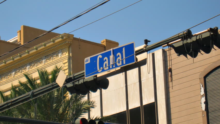 NEW ORLEANS - CIRCA JULY 2011: (Timelapse view) Canal Street Sign, circa July 2011, New Orleans, LA. 