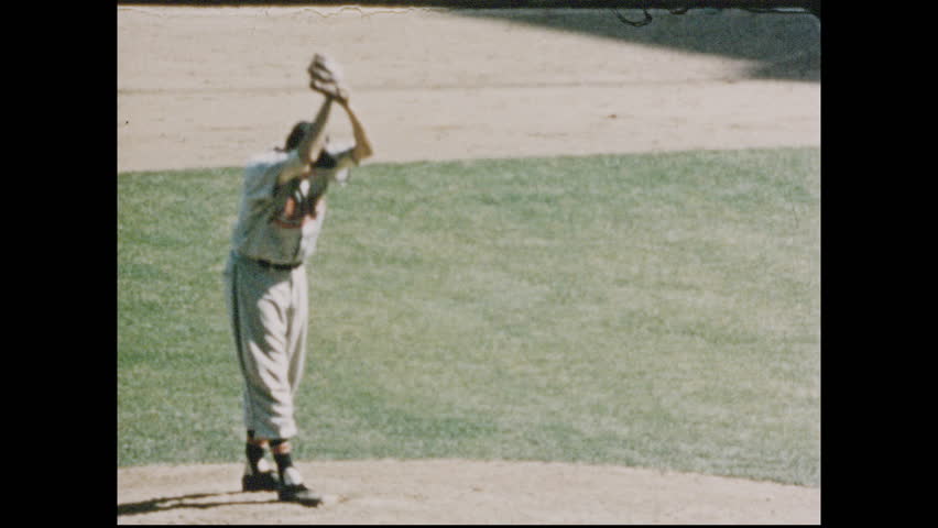 1950s: Baseball players play baseball game. Football players play football game.