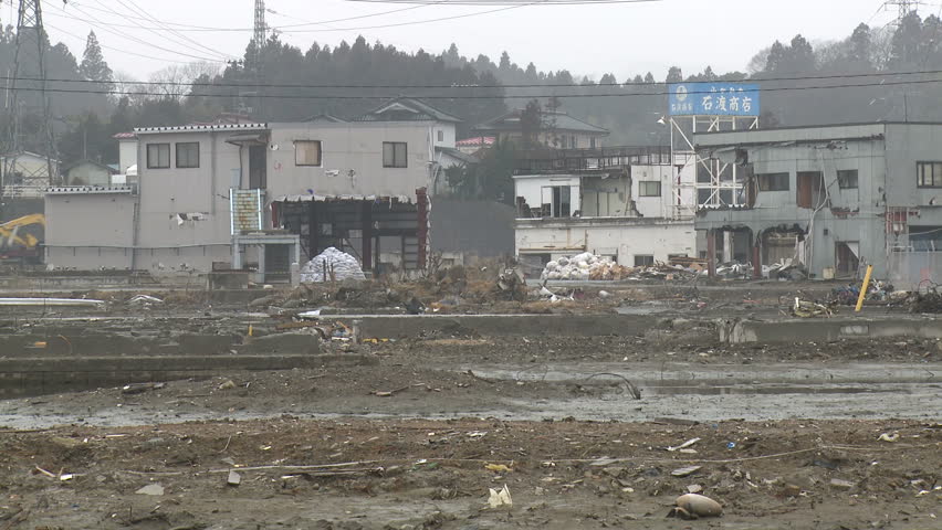 KESENNUMA, JAPAN - CIRCA  2011: Devastation of Kesennuma city from tsunami. Shot