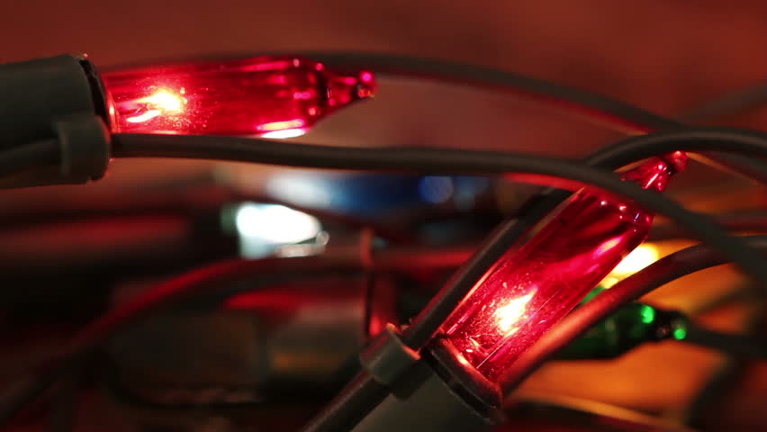 flashing Christmas garland. LED close-up. macro shooting