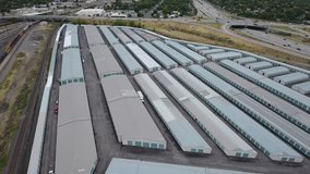 Storage Unit Facility Aerial Over Head Looking Down 
