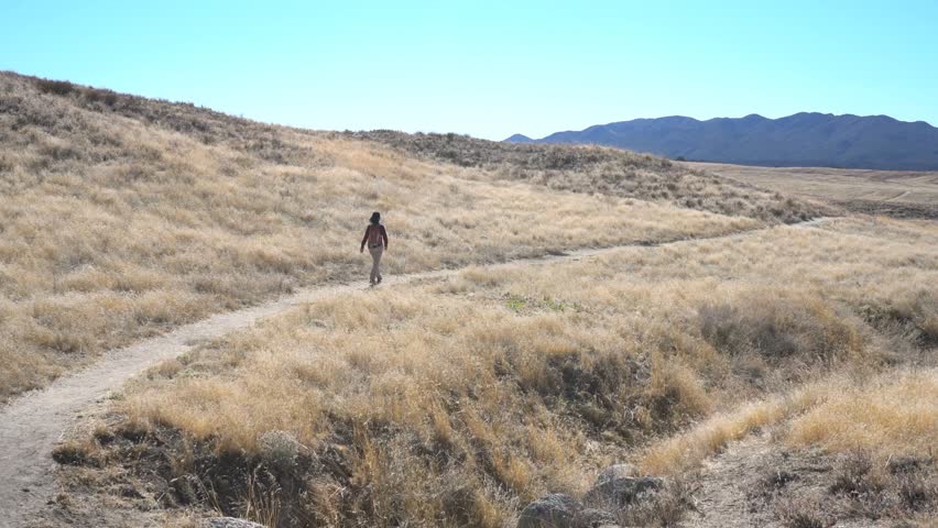 Woman hiking in PCT Trail, Warner Springs, California, United States