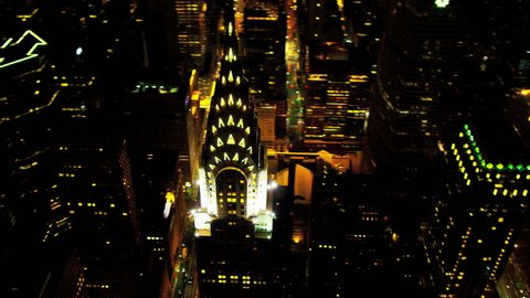 New York - August 20: Aerial illuminated Chrysler Building New York August 20, 2012,