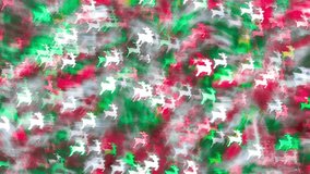 Christmas Deer Red Green White Background Video. Multicolored deer shot using selective focus and handmade lens filters. Time lapse video.