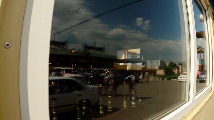 reflection in the window of temle, Mongolian datsan Gandan Monastery District Ulaanbaatar