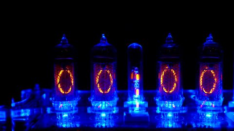 Nixie tube indicator of the numbers retro style