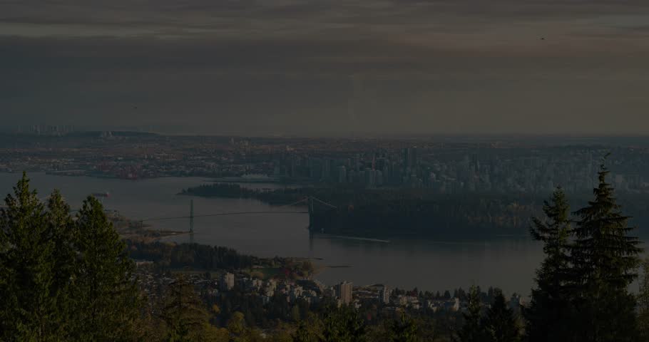 Vancouver city skyline day to night time lapse