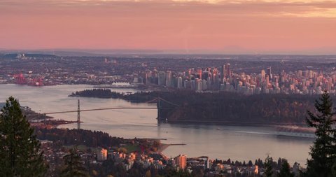 Vancouver city skyline day to night time lapse