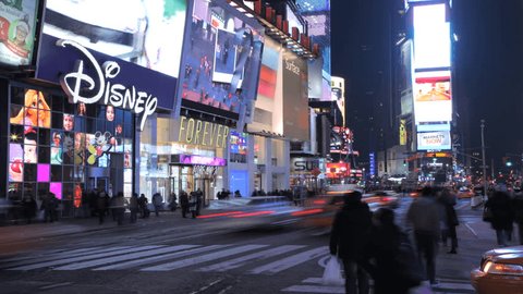 NEW YORK - CIRCA JANUARY 2013: Times Square at night time-lapse