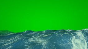 Sea on green screen. Waves and foam of the sea for video editing.
