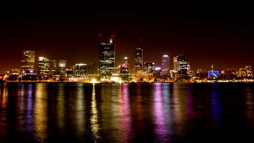 Time lapse of Perth City (Australia) with the beautiful lights of the city