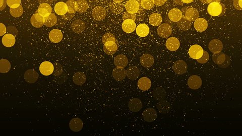Golden lights background with particles. Gold sparks. Seamless loop texture